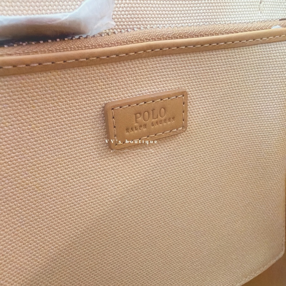 NWT Polo Ralph Lauren Polo Bear Small Canvas Shopper Tote Ecru Tan RARE LIMITED - Picture 5 of 5
